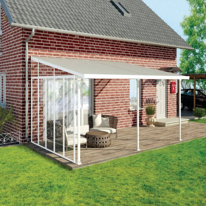 Sidvägg Terrasstak Feria 4 m Vit Canopia by Palram